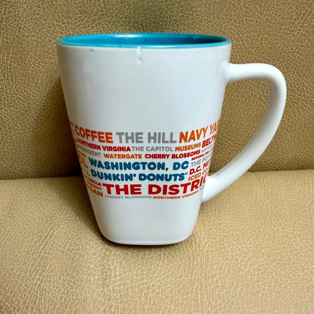 Dunkin Donuts Washington DC The District Coffee Mug 2017 Blue White Ceramic